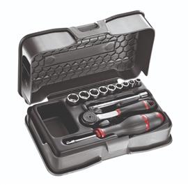 "Ključevi nasadni prihvat 1/4"" 5,5-13 mm sa reverzibilnom ručicom i produžecima u plastičnoj kutiji 605 1/4” EA USAG"